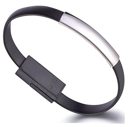 Infinito U- Pulsera Hombre Brazalete Cable de Carga Micro USB Cable de Datos para Celular Android y más Smartphone