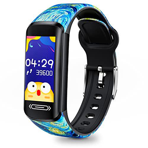 Reloj Fitness Tracker para niños, reloj deportivo Smartband con podómetro calorías cronómetro sueño mensajes notificaciones reloj niño digital impermeable pulsómetro regalo