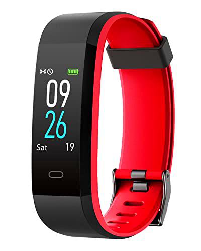 ASIAMENG Pulsera Actividad Inteligente IP68 Impermeable Smartwatch con Pulsómetros Monitor de Sueño Deportivo Pulsera Podómetro (Rojo)