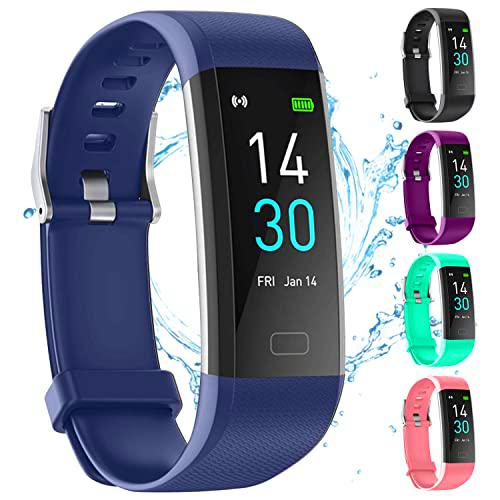 joyliveCY Fitness Tracker para Niños Impermeable IP68 Negro Niños Inteligente Pulsera con Podómetro Pulsómetros Monitor de Sueño Contador de Caloría (Blue)